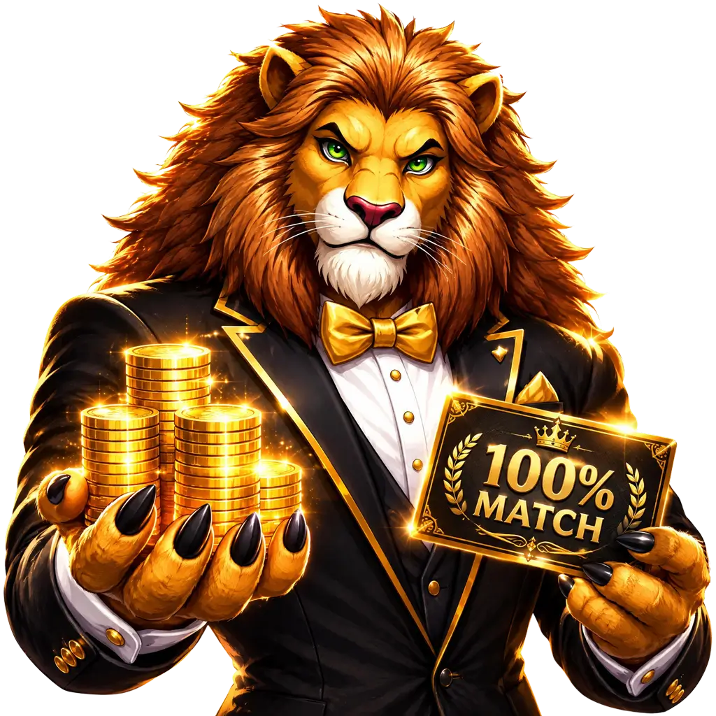 Lion hero presenting the second-deposit welcome offer